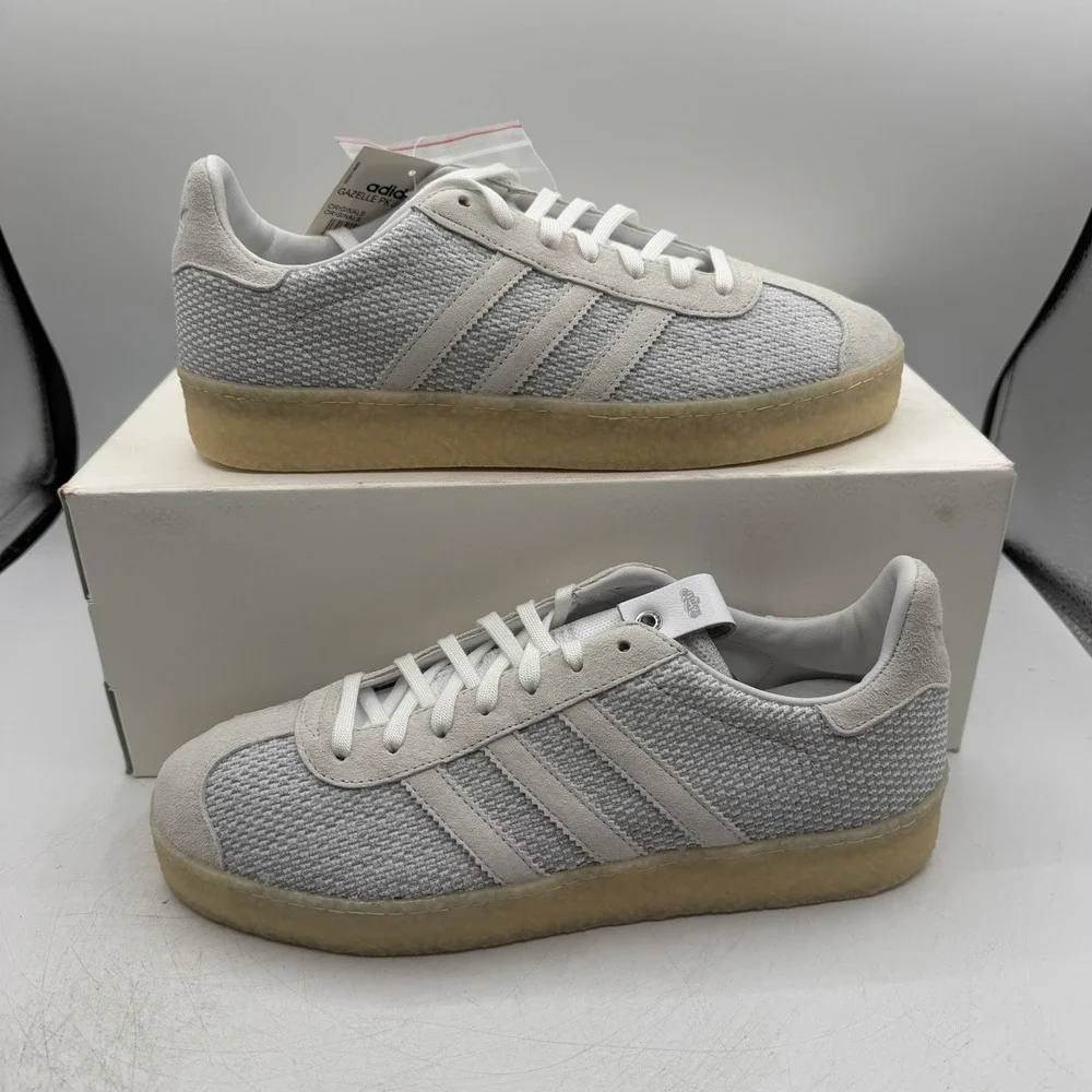 Adidas Gazelle Juice Primeknit Shoes Mens 8.5 White Suede Hemp Sneakers DB1628